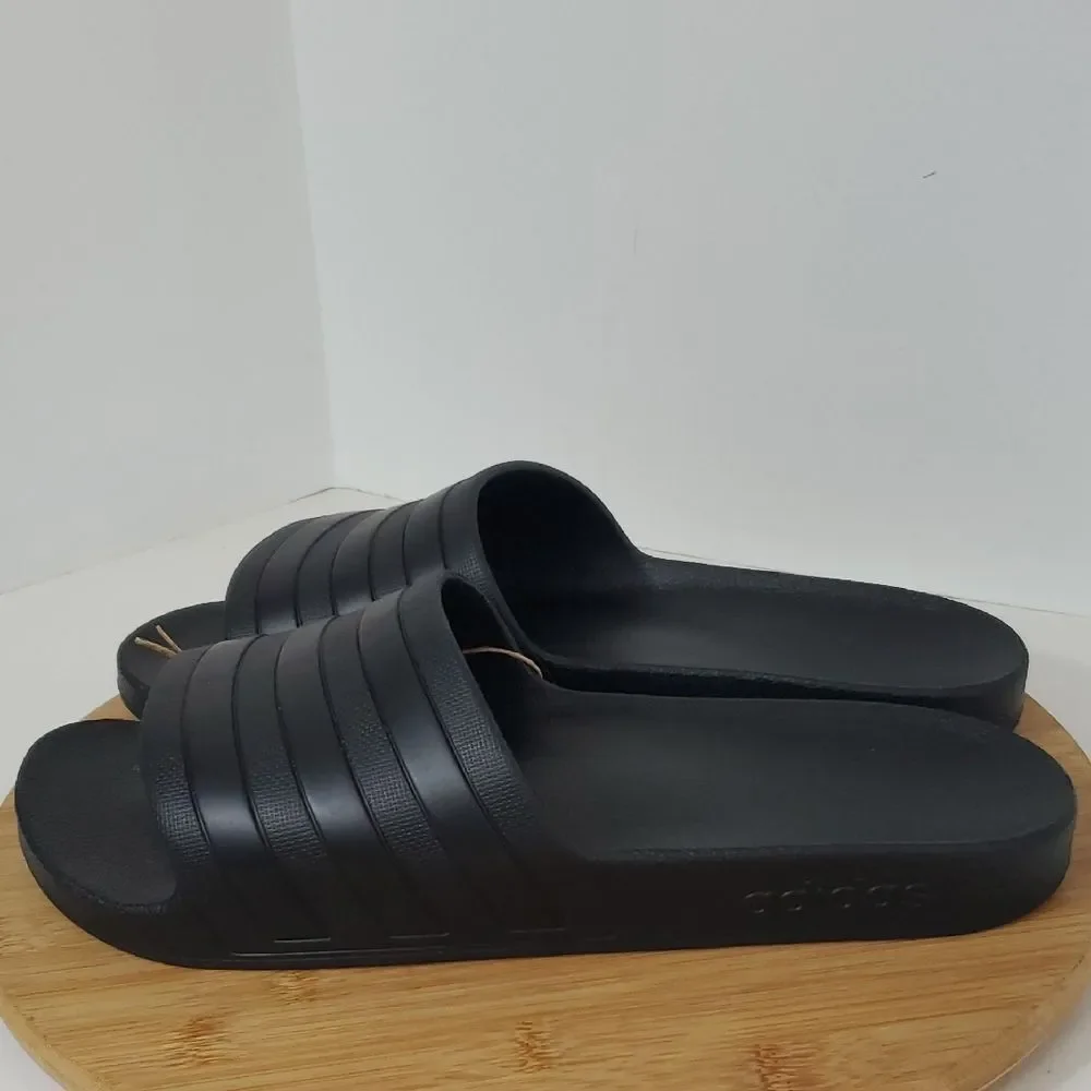 adidas Adilette Aqua Slide Sandals Black Men's 12 Women's 13 NIB